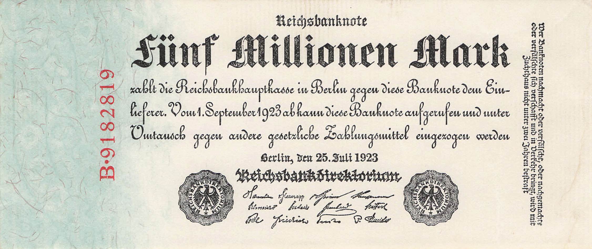 Ro.094 5 Millionen Mark 1923